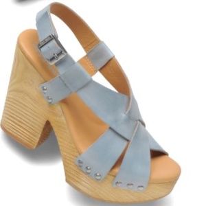 Kork-Ease Baby Blue Leather Crisscross Sandals